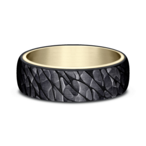 14K Gold and Black Titanium 6.5mm - Rock Men's Wedding Band