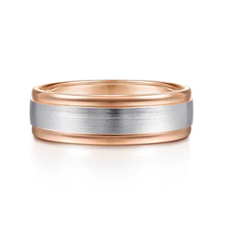 14K Two-Tone Gold 7mm – Satin Finish Men’s Wedding Band Gabriel 22