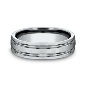 14K Gold 6.5mm - Satin Center Cuts Men's Wedding Band