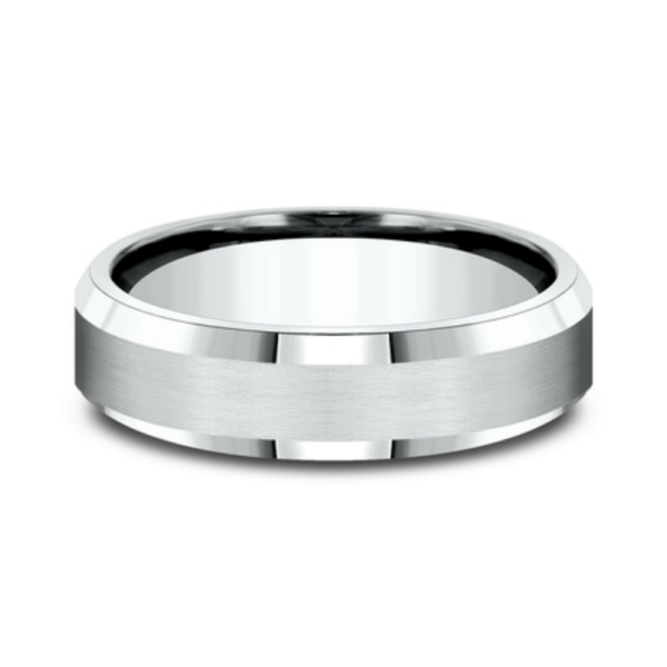 14K Gold 6.5mm - Satin Beveled Men's Wedding Band