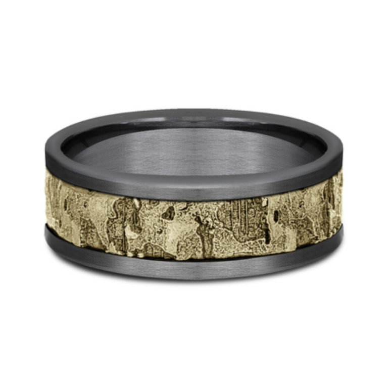 14K Gold and Tantalum 8mm – Wall Fracture Men’s Wedding Band Ammara Stone 13