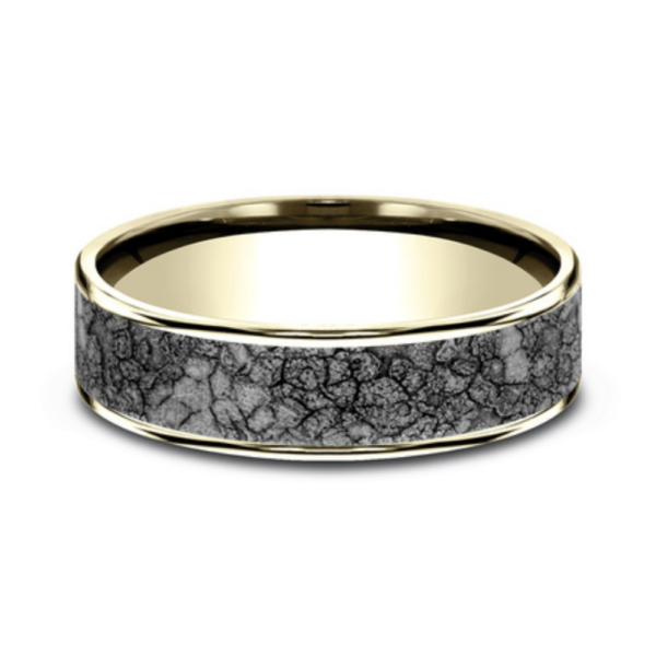 14K Gold and Tantalum 6.5mm - Rubble Men's Wedding Band