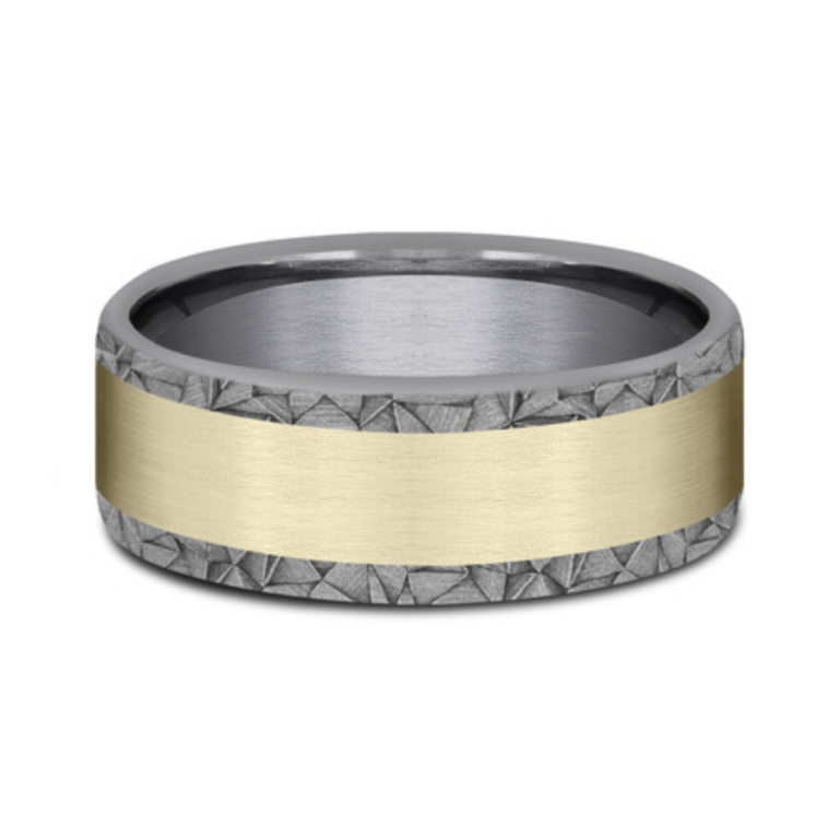 14K Gold and Tantalum 8mm – Kaleidoscope Men’s Wedding Band Ammara Stone 28