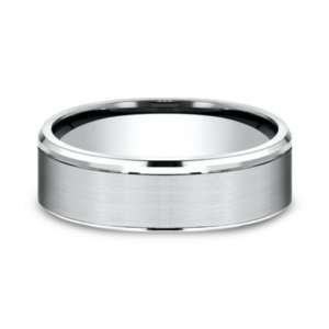14K Gold 6.5mm - Satin Dropped Men's Wedding Band