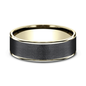 14K Gold and Tantalum 7.5mm - Wire Brush Men's Wedding Band