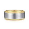 14K Two-Tone Gold 8mm – Satin Finish Milgrain Beveled Men’s Wedding Band Gabriel 44