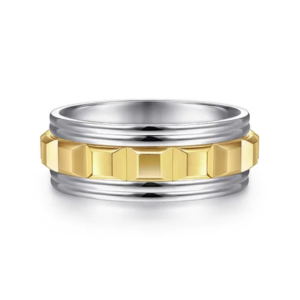 14K Two-Tone Gold 8mm – Grommet Inlay Men’s Wedding Band Gabriel 44