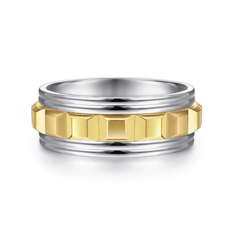 14K Two-Tone Gold 8mm – Grommet Inlay Men’s Wedding Band Gabriel 18