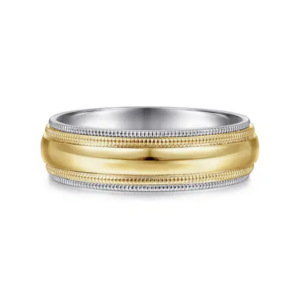 14K Two-Tone Gold 6mm – Double-Milgrain Men’s Wedding Band Gabriel 23