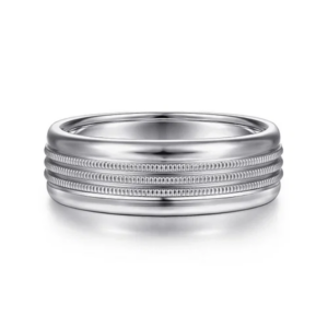 14K Two-Tone Gold 7mm – Milgrain Channel Men’s Wedding Band Gabriel 22