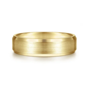 14K Gold 6mm - Satin Finish Beveled Edge Men's Wedding Band