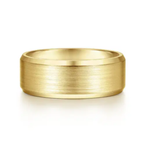 14K Gold 8mm – Satin Finish Beveled Edge Men’s Wedding Band Gabriel 22