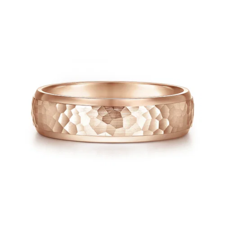 14K Gold 6mm – Hammered Finish Men’s Wedding Band Gabriel 22