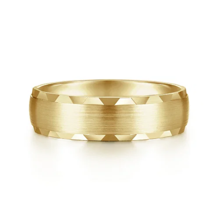 14K Gold 6mm – Satin Carved Men’s Wedding Band Gabriel 22
