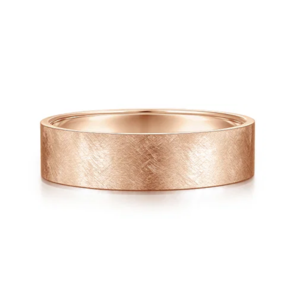 14K Gold 6mm - Flat Brushed Finish Men's Wedding Band - Image 5