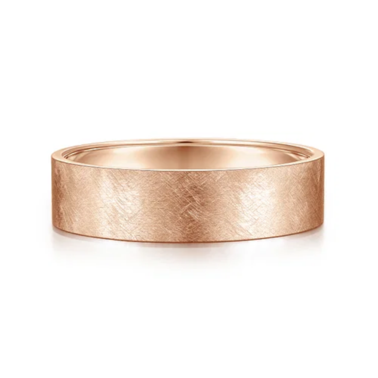 14K Gold 6mm – Flat Brushed Finish Men’s Wedding Band Gabriel 18