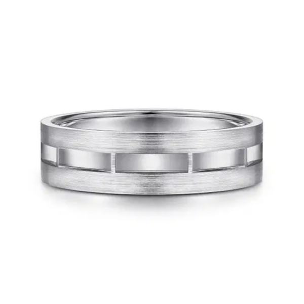14K Gold 6mm - Brushed & Satin Interwoven Men's Wedding Band - Image 5