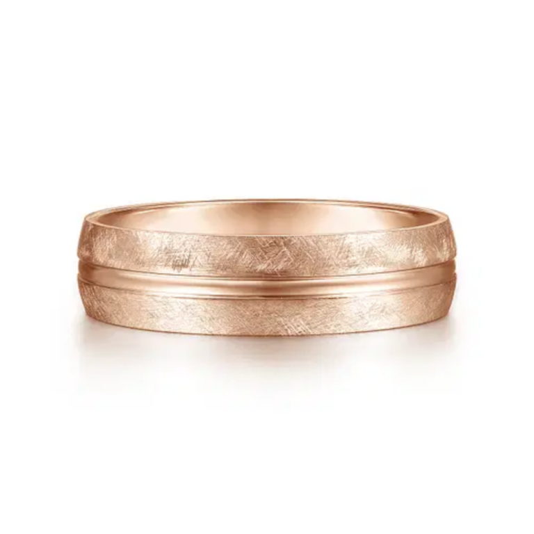 14K Gold 6mm – Brushed Diamond Cut Men’s Wedding Band Gabriel 22