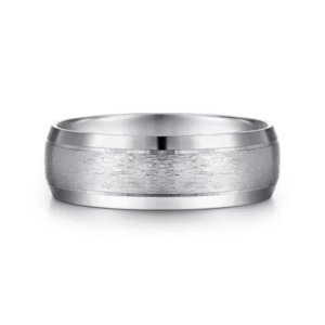 14K Gold 7mm - Horizontal Brush Grooved Men's Wedding Band