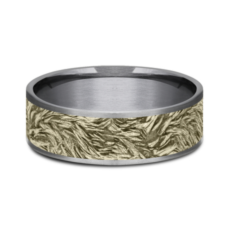 14K Gold and Tantalum 7.5mm – Lions Mane Men’s Wedding Band Ammara Stone 13