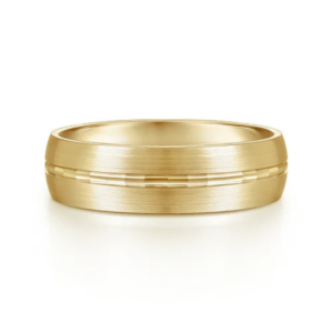14K Gold 6mm - Satin Finish Center Groove Men's Wedding Band