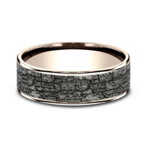 14K Gold and Tantalum 7.5mm - Rock Wall Men's Wedding Band