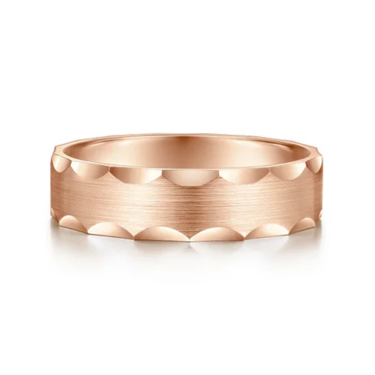 14K Gold 6mm – Satin Grooved Edge Men’s Wedding Band Gabriel 18