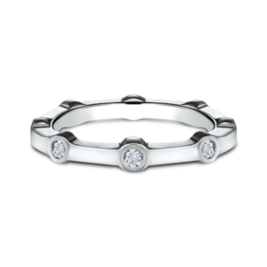 14K Gold Bezel Set Stationed Diamond Wedding Band