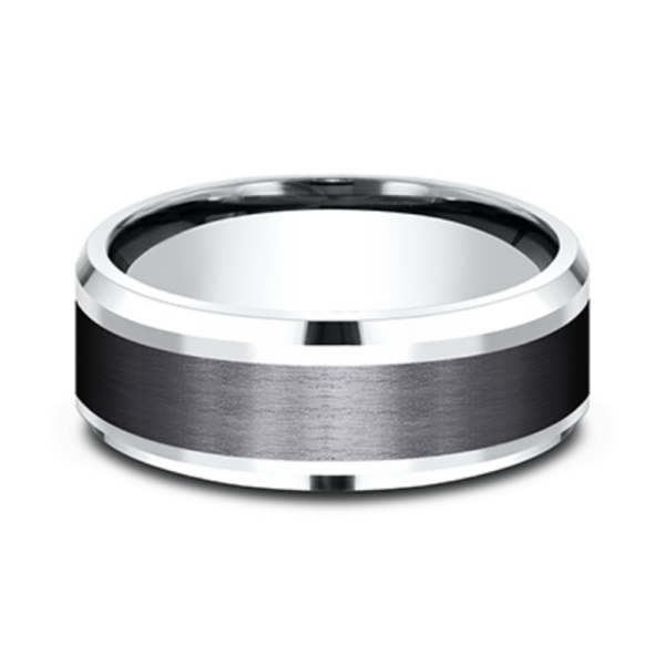 14K Gold and Black Titanium 8mm - Satin Men's Wedding Band