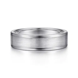 14K Gold 6mm - Satin Finish Polished Edges Men's Wedding Band