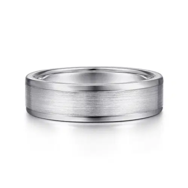14K Gold 6mm - Satin Finish Polished Edges Men's Wedding Band