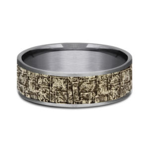 14K Gold and Tantalum 7.5mm - Bamboo Men's Wedding Band