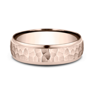 14K Gold 6.5mm – Hammered Men’s Wedding Band Benchmark 34