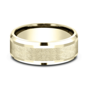 14K Gold 8mm – Swirl Center Men’s Wedding Band Benchmark 19