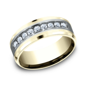 14K Two-Tone Gold Channel Set Diamond Men's Wedding Band