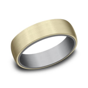 14K Gold and Tantalum 6.5mm - Satin Sleeve Men's Wedding Band