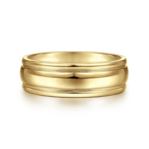 14K Gold 7mm – High Polish Milgrain Channel Men’s Wedding Band Gabriel 22