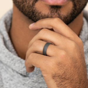 14K Gold and Tantalum 6.5mm – Wire Sleeved Men’s Wedding Band Ammara Stone 20