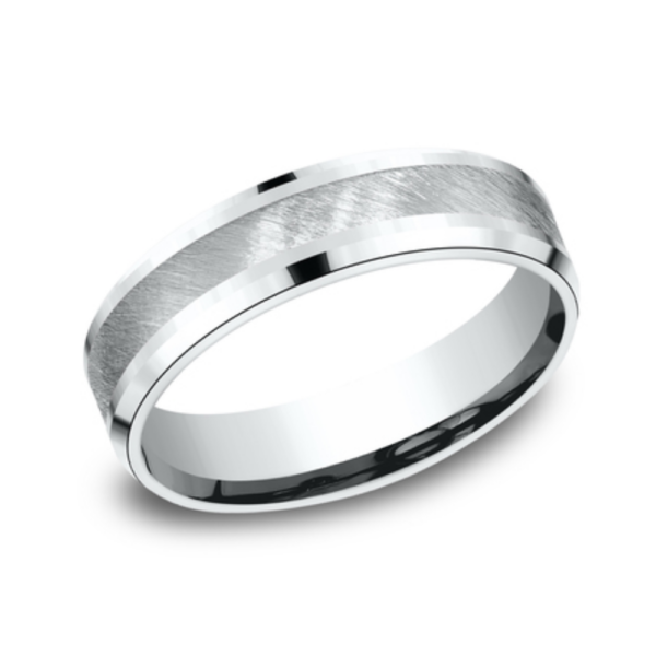 14K Two-Tone Gold 6mm - Diagonal Satin Men's Wedding Band - Image 10