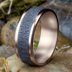 14K Gold and Tantalum 8mm – Bark Men’s Wedding Band Ammara Stone 39