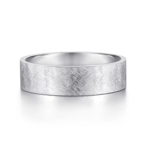 14K Gold 6mm - Crosshatch Brushed Finish Men's Wedding Band