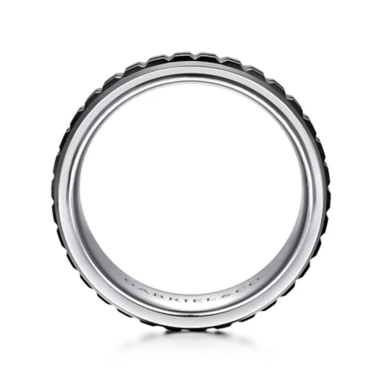 14K Gold and Black Ceramic 7mm – Men’s Wedding Band Gabriel 15