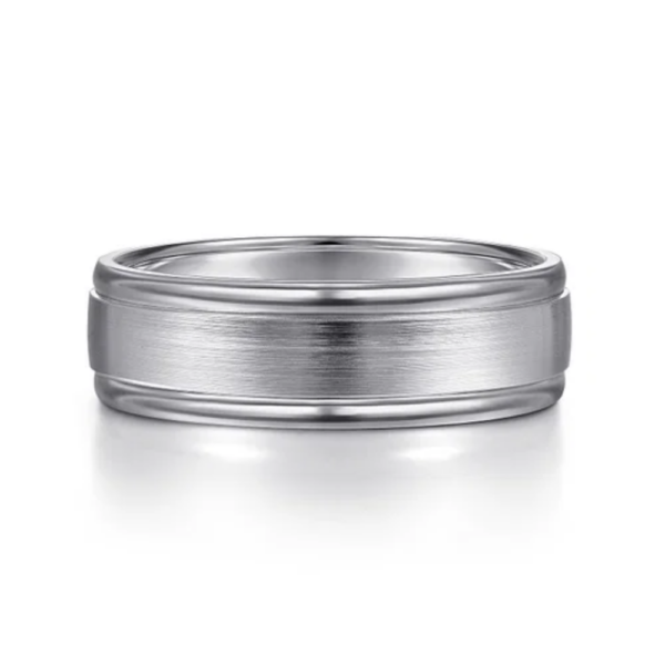 14K Two-Tone Gold 7mm - Satin Finish Men's Wedding Band - Image 5