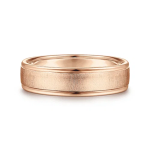 14K Gold 6mm – Sandblast Finish Polished Edges Men’s Wedding Band Gabriel 22