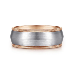 14K Two-Tone Gold 8mm - Satin Finish Men's Wedding Band