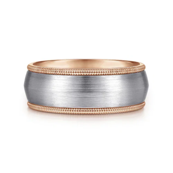 14K Two-Tone Gold 8mm - Satin Finish Men's Wedding Band