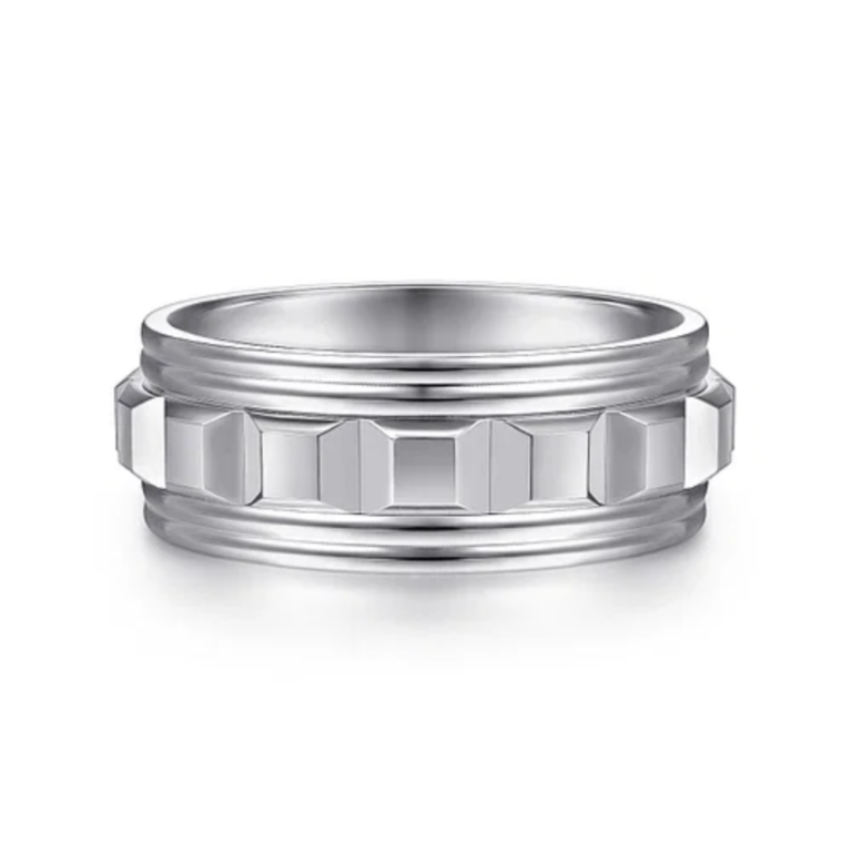 14K Two-Tone Gold 8mm – Grommet Inlay Men’s Wedding Band Gabriel 22