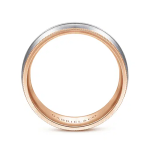 14K Two-Tone Gold 8mm – Grooved Center Milgrain Men’s Wedding Band Gabriel 20