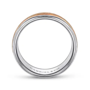 14K Two-Tone Gold 7mm – Milgrain Channel Men’s Wedding Band Gabriel 16
