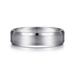 14K Gold 6mm – Satin Finish Beveled Edge Men’s Wedding Band Gabriel 51